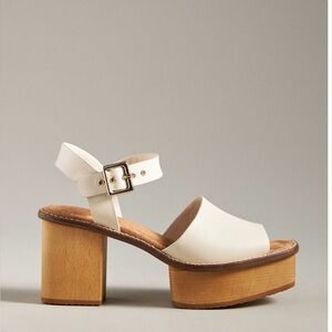 Anthropologie Cream and Tan Platform Heels